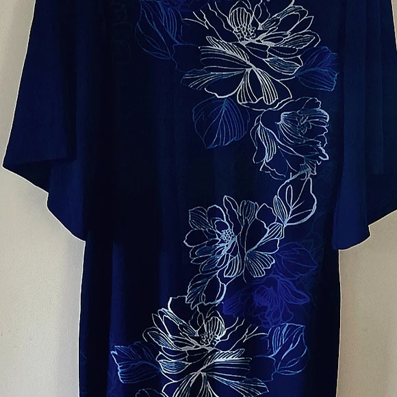 NWT~DANA BUCHMAN~ Blue Floral Dress - Picture 5 of 9